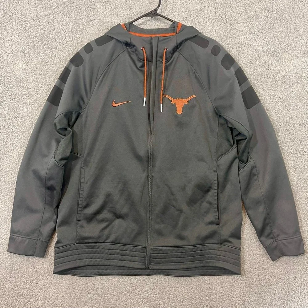 Nike Elite Therma-FIT Texas Longhorns Jacket Men’s Large Grey Full Zip Coat NCAA